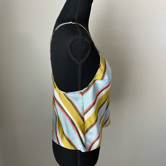 Victoria's Secret Size Small Silky Blouse Racerback Light Blue/Green/Coral - Picture 9 of 9